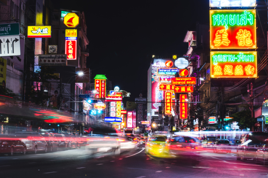 Bangkok's Chinatown at night.