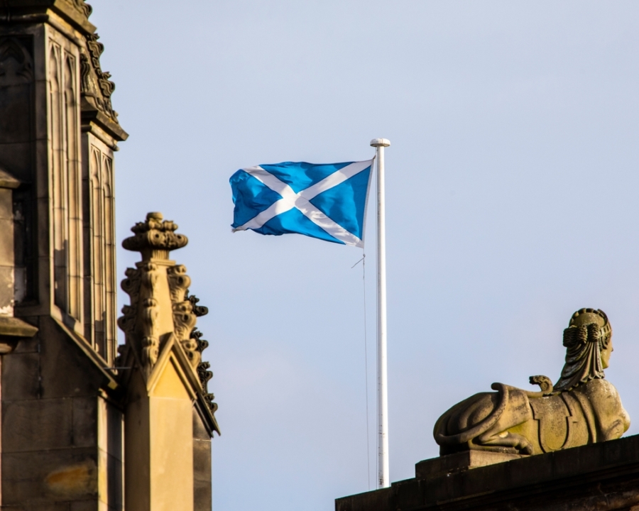 Scottish flag flying in Edinburgh.